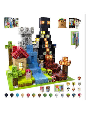 200 PCS Magnetic Building Blocks Set with 15 LED Light-Up Blocks, Replaceable.